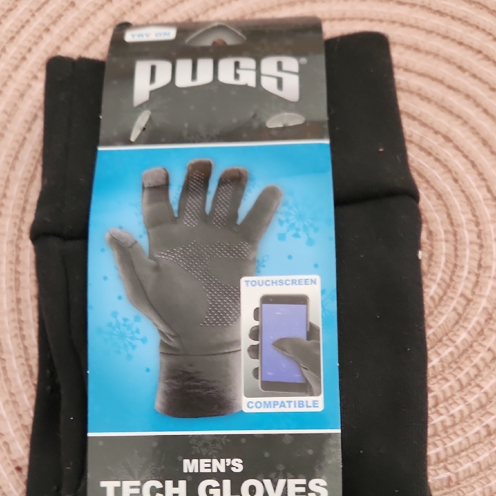 PUGS Black Touchscreen Tech Gloves for Men